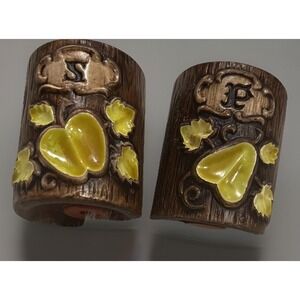 Treasure Craft VTG 1970's Salt and Pepper Shakers Yellow Apple Pear Wood Tiki